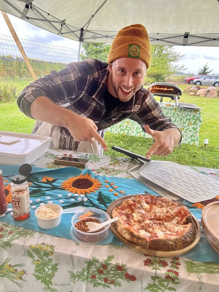 Chef Londrel at outdoor Ooni pizza setup in the Berkshires